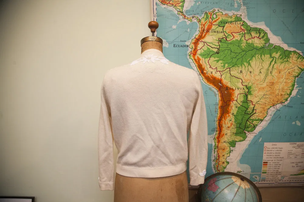 Vintage 50s Beaded Cashmere Sweater